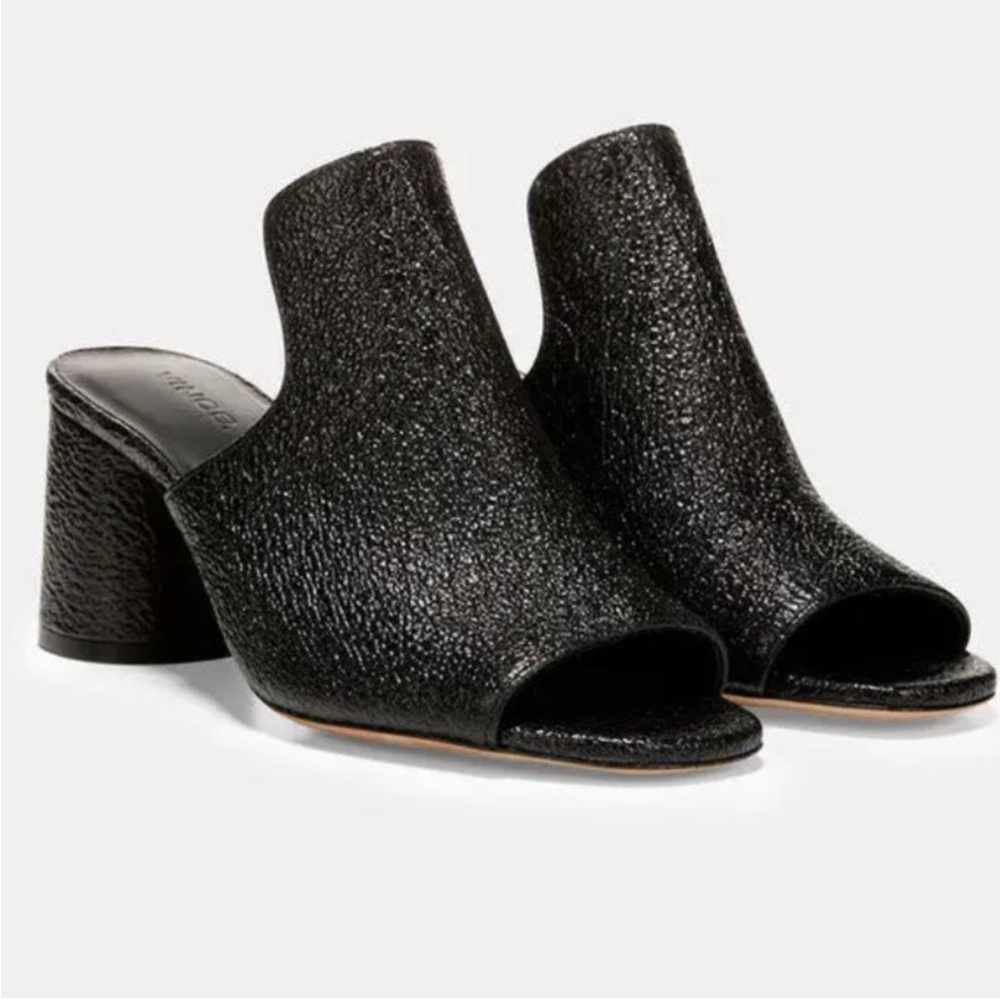 NWOT Vince Tanay Mules in Black Crinkle Size 7.5